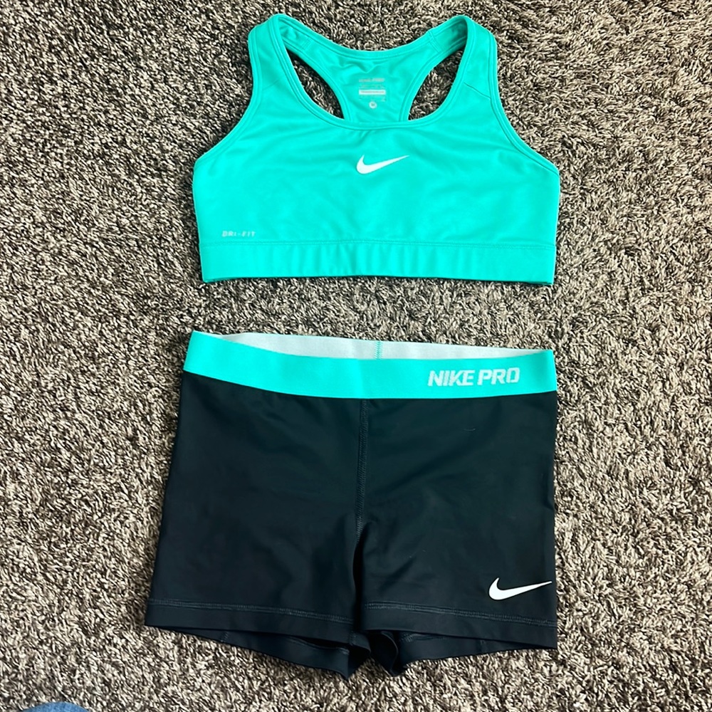 Nike sports bra and shorts